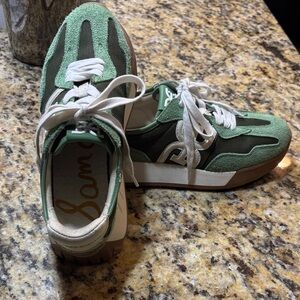 Sam Edelman Green and White Sneakers